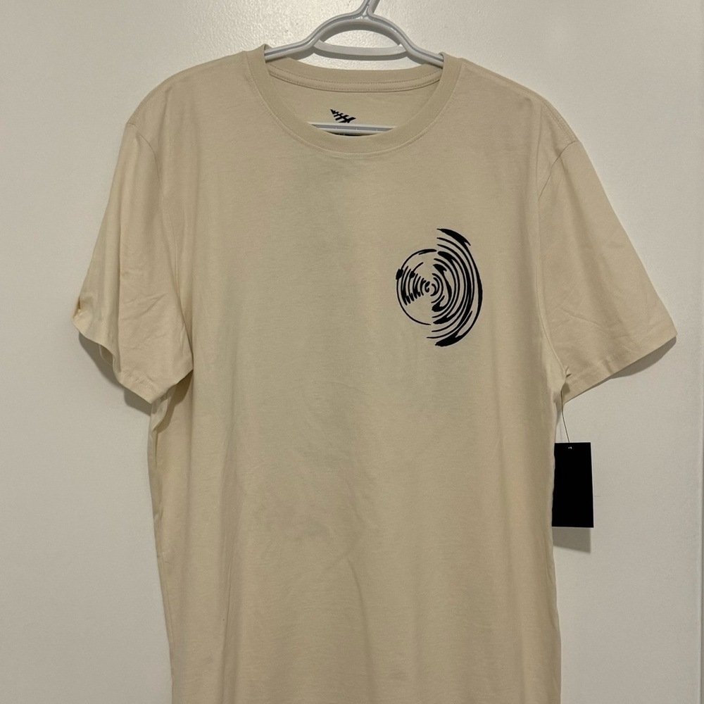 Cream Graphic Tee with Black Pattern